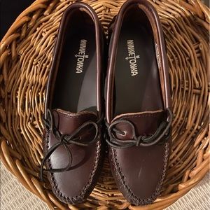 Minnetonka Dark Brown Leather Driving Loafers
